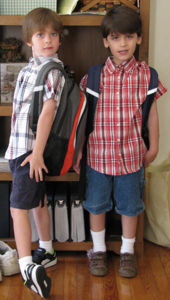 Declan and Owen First Day of Kindergarten Outfits